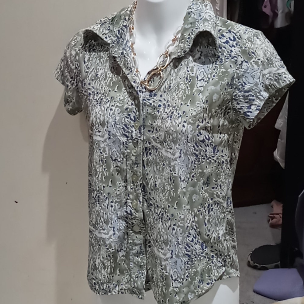 Small sage and blue blouse